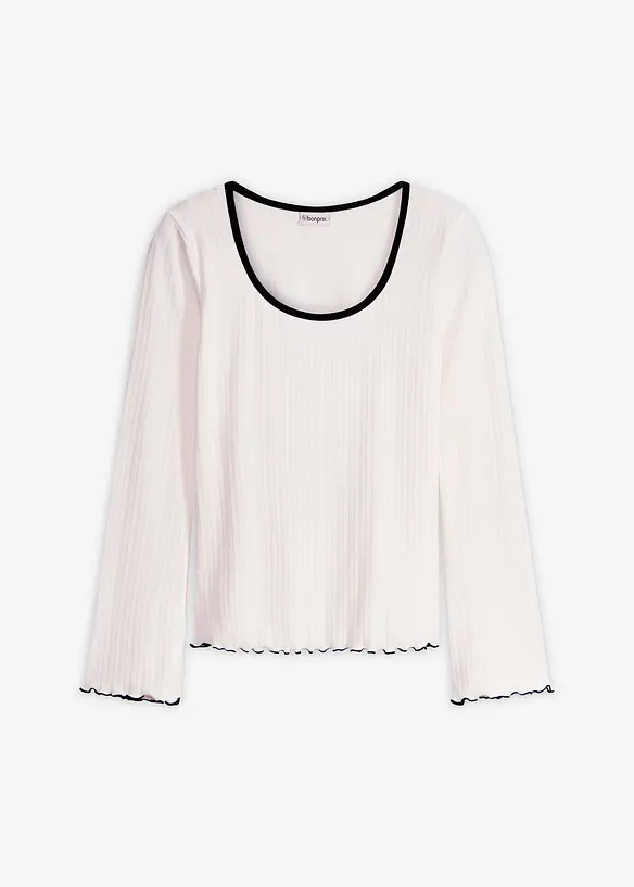 Ribbstickad topp, bonprix
