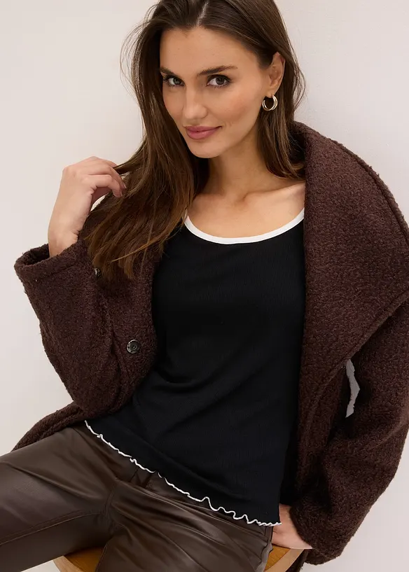 Ribbstickad topp, bonprix