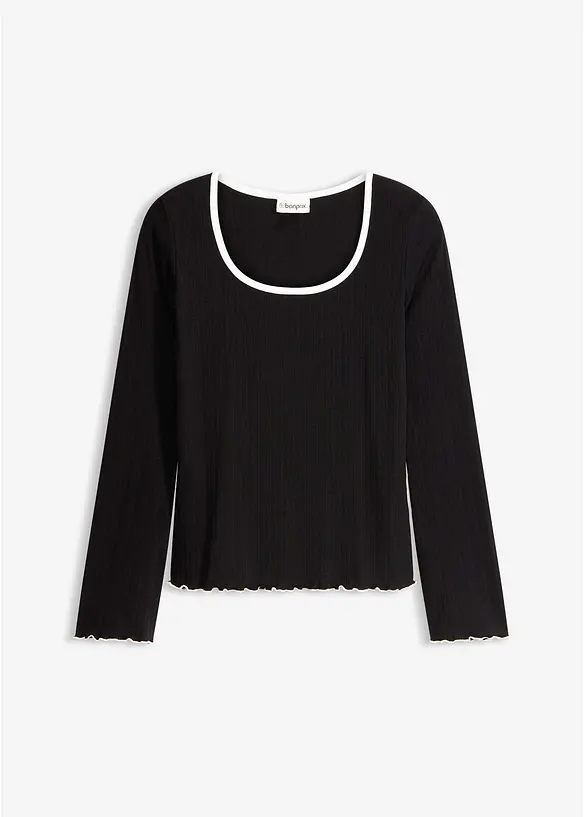 Ribbstickad topp, bonprix