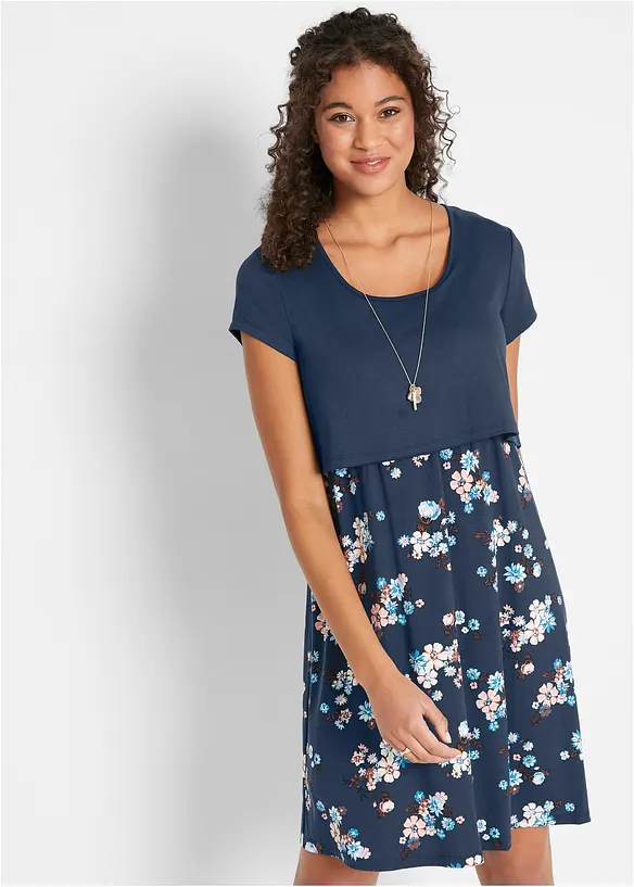 Blommig mamma-/amningskl&auml;nning i jersey, bonprix