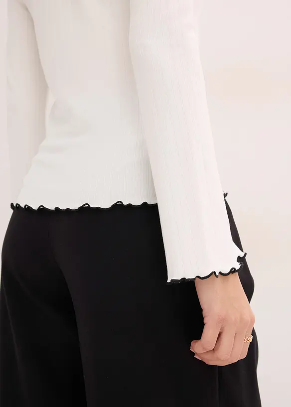 Ribbstickad topp, bonprix