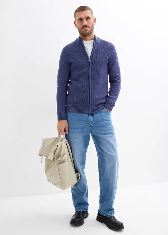 Finstickad cardigan av bomull, bonprix