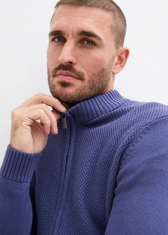 Finstickad cardigan av bomull, bonprix