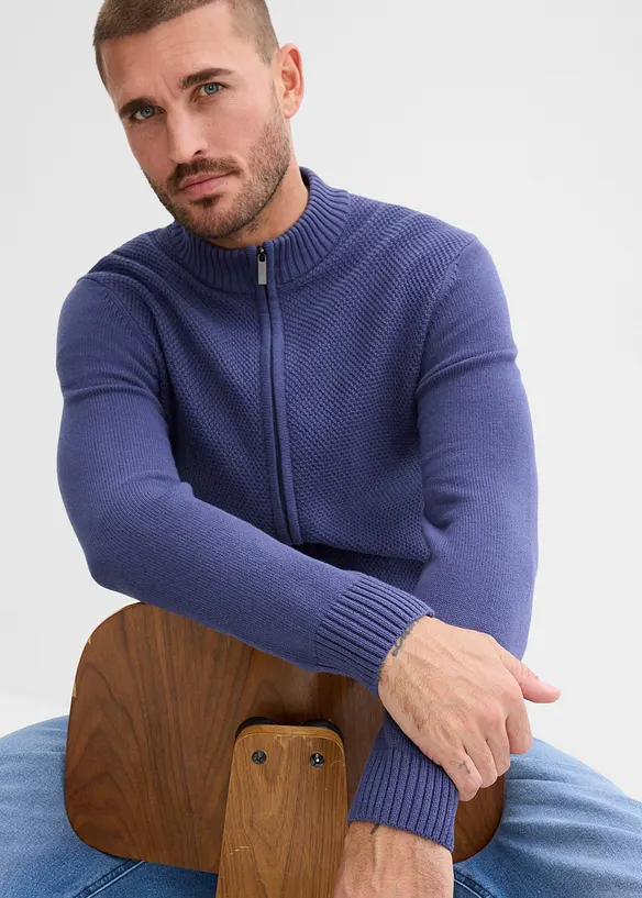 Finstickad cardigan av bomull, bonprix