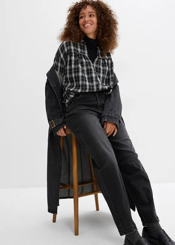 Barreljeans, High Waist, ekologisk bomull, bonprix