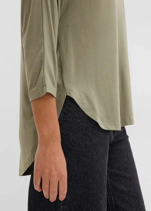 Topp med 3/4-&auml;rm i elastisk viskos, bonprix