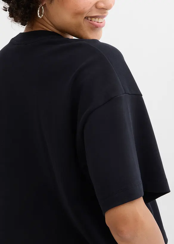 Kort oversizetopp av tjock, ekologisk bomull, bonprix