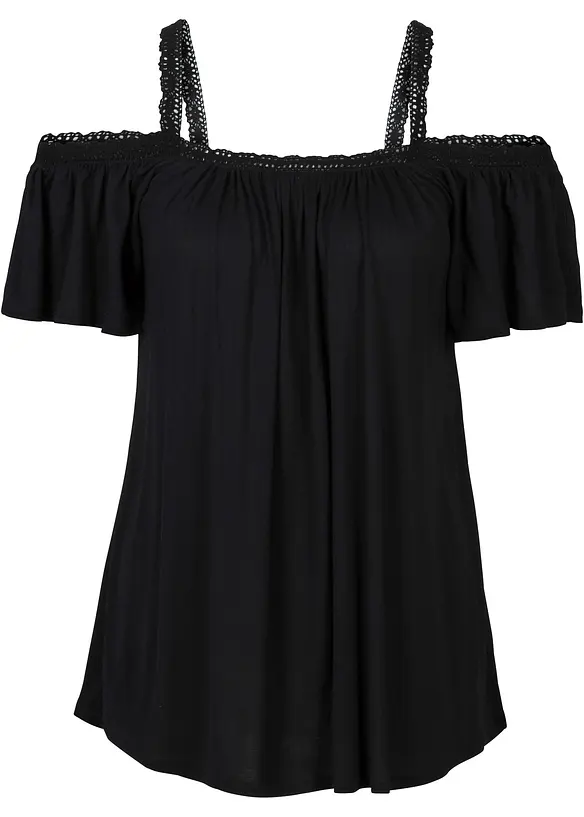 Cold shoulder-topp i mjuk viskos, bonprix