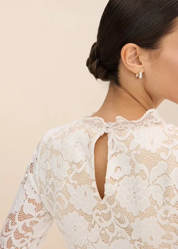 L&aring;ng&auml;rmad topp i spets, bonprix