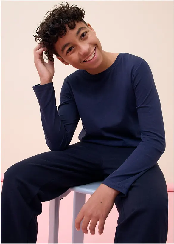 L&aring;ng&auml;rmad T-shirt med ekologisk bomull (5-pack), bonprix