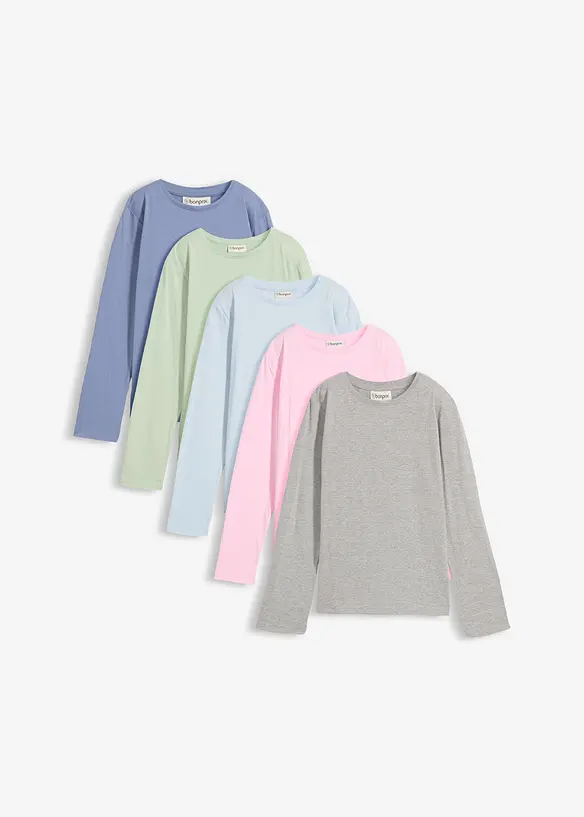 L&aring;ng&auml;rmad topp av ekologisk bomull (5-pack), bonprix