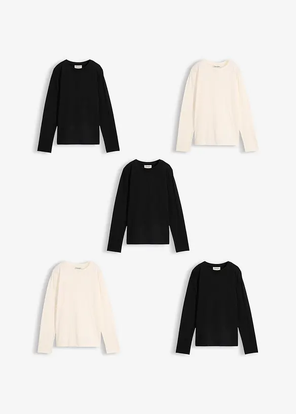 L&aring;ng&auml;rmad topp av ekologisk bomull (5-pack), bonprix