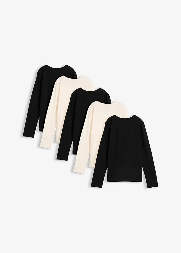 L&aring;ng&auml;rmad topp av ekologisk bomull (5-pack), bonprix