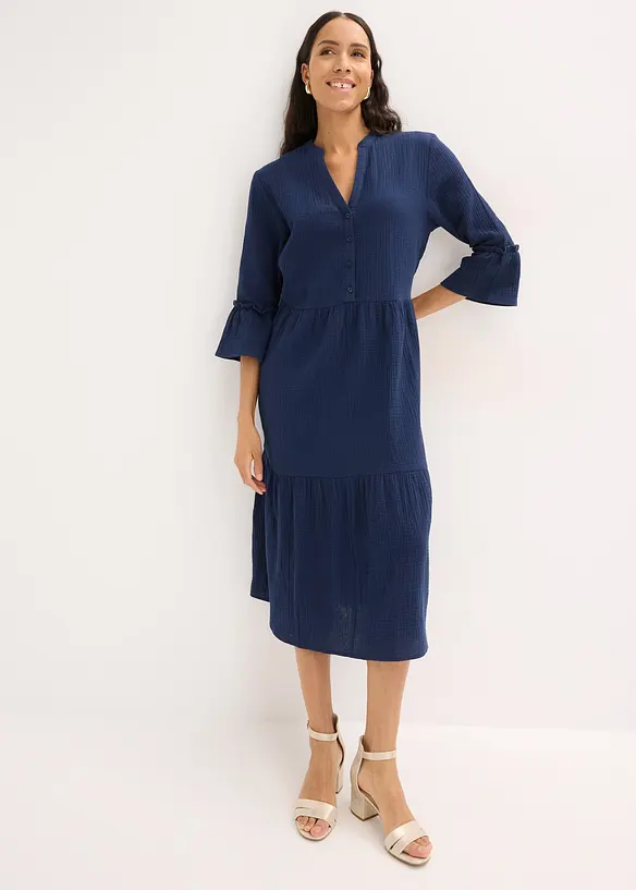 Mellanl&aring;ng kl&auml;nning i muslin, bonprix