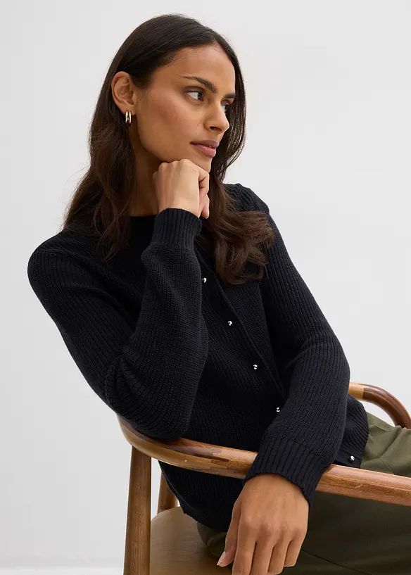 Cardigan av yllemix med dekorativa knappar, bonprix