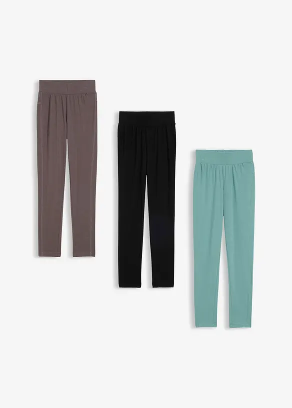 Leggings med ekologisk bomull och stretch (3-pack), bonprix