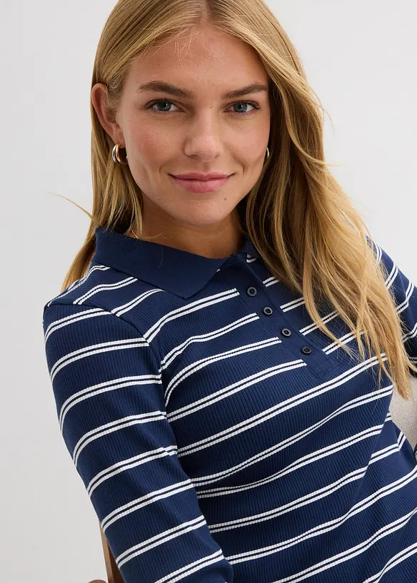 Ribbstickad pik&eacute;tr&ouml;ja, bonprix