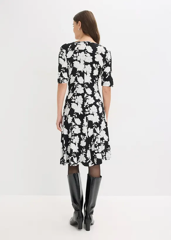 M&ouml;nstrad jerseykl&auml;nning med drapering, bonprix