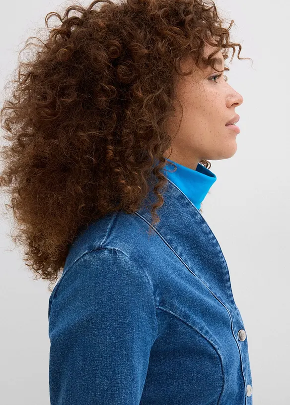 Jeansjacka med sk&auml;rp i bomull, bonprix