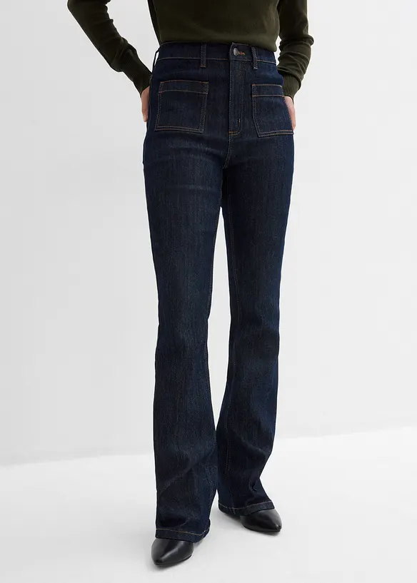 Bootcut Jeans High Waist, med bekv&auml;m midja, bonprix