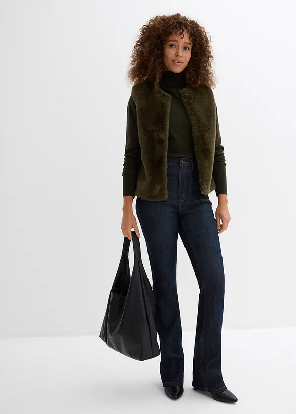 Bootcut Jeans High Waist, med bekv&auml;m midja, bonprix