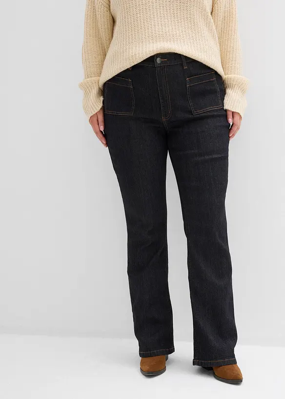 Bootcut Jeans High Waist, med bekv&auml;m midja, bonprix