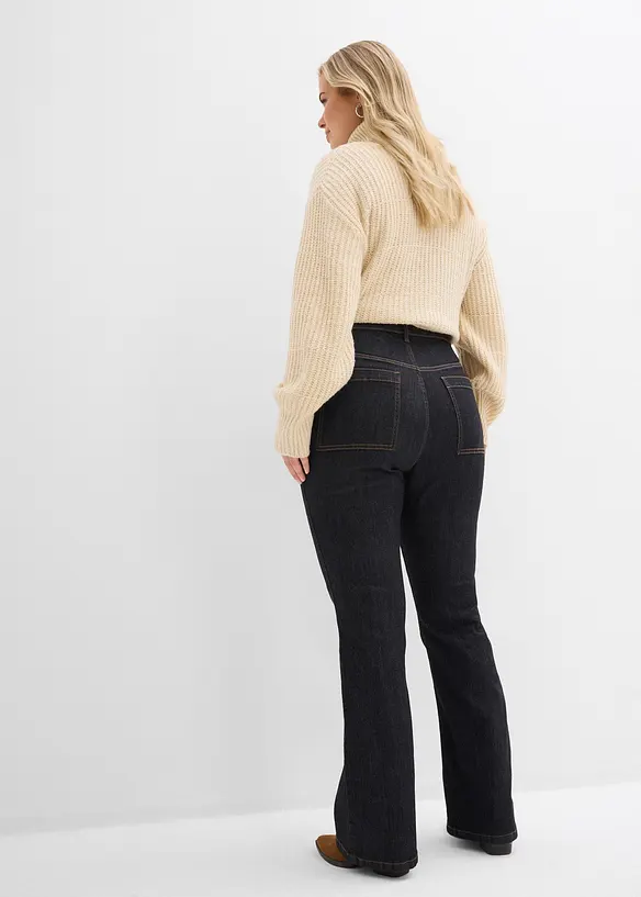Bootcut Jeans High Waist, med bekv&auml;m midja, bonprix