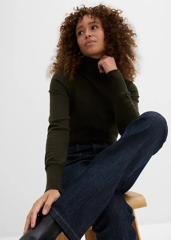 Bootcut Jeans High Waist, med bekv&auml;m midja, bonprix