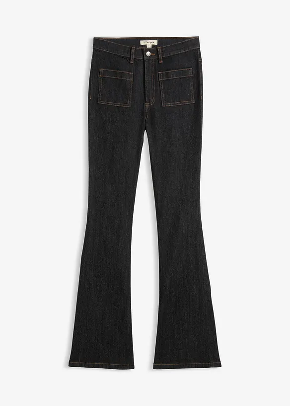 Bootcut Jeans High Waist, med bekv&auml;m midja, bonprix