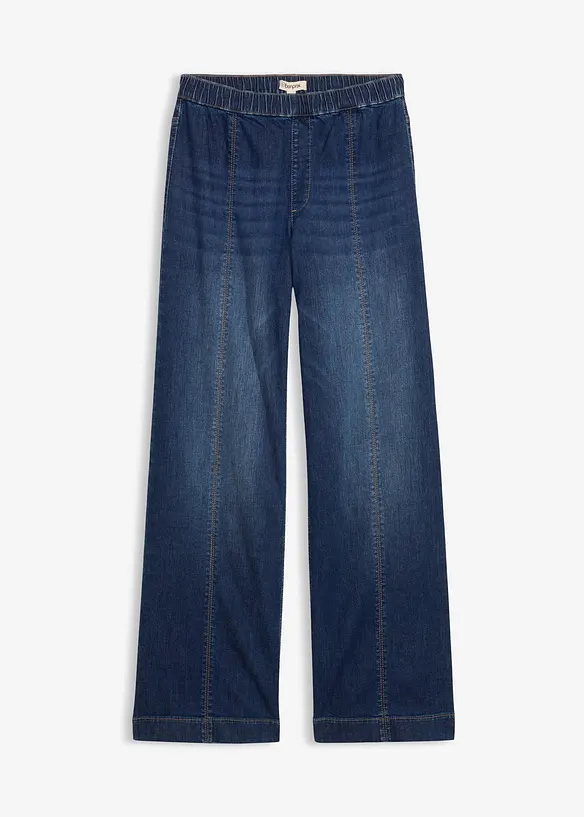 Wide Leg Jeans High Waist, med bekv&auml;m midja, Full Length, bonprix