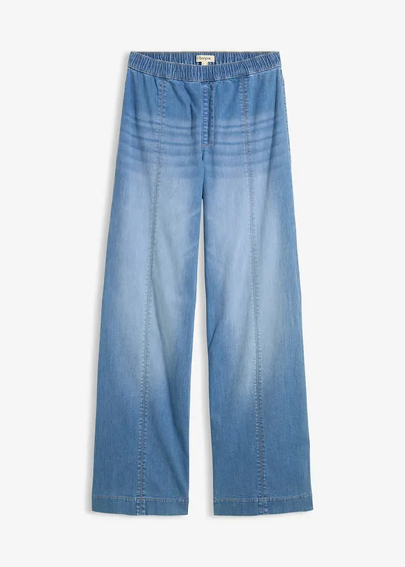 Wide Leg Jeans High Waist, med bekv&auml;m midja, Full Length, bonprix