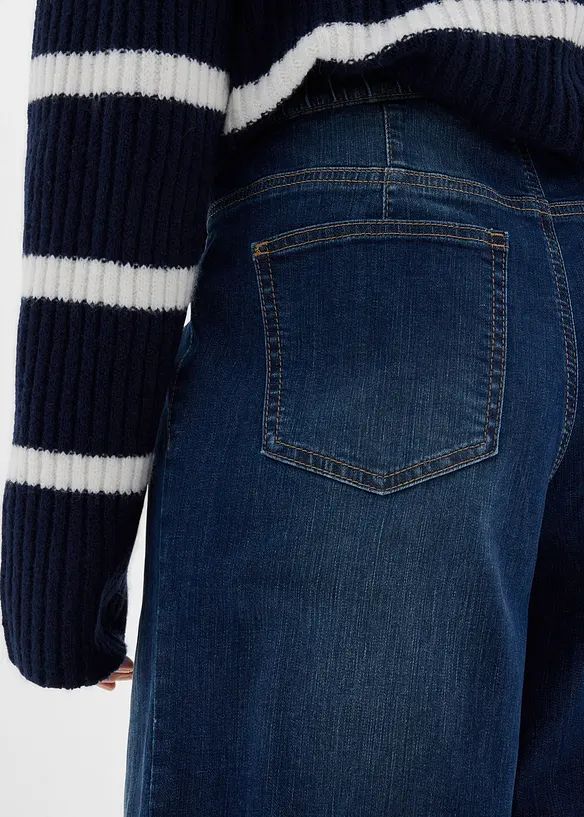 Wide Leg Jeans High Waist, med bekv&auml;m midja, Full Length, bonprix