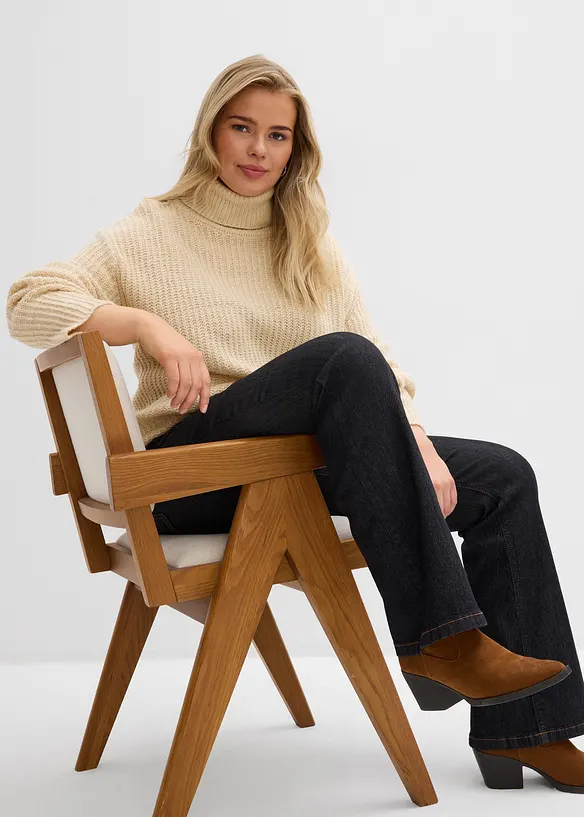 Bootcut Jeans High Waist, med bekv&auml;m midja, bonprix