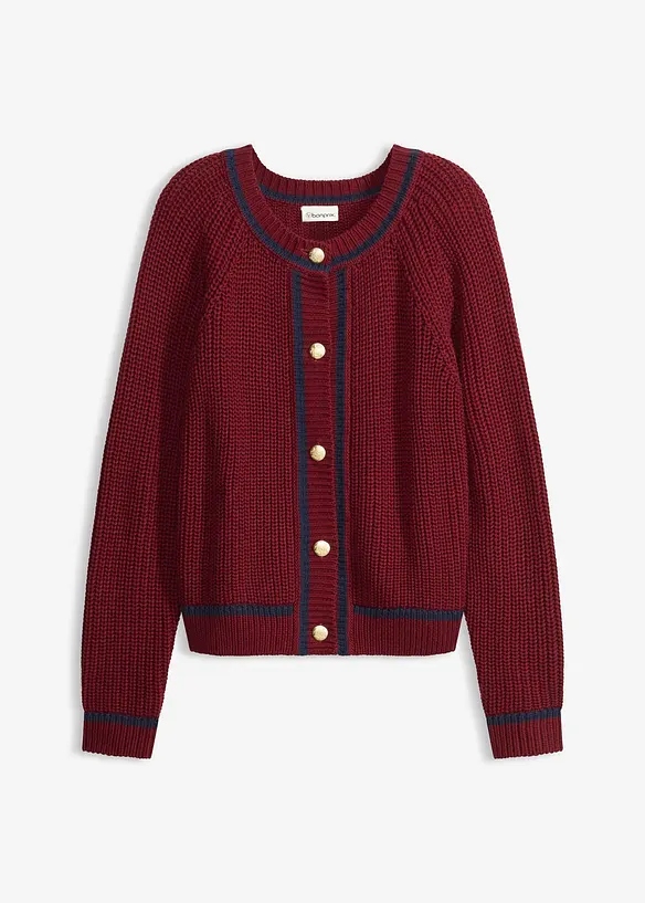 Cardigan med kontrastf&auml;rgade r&auml;nder, bonprix