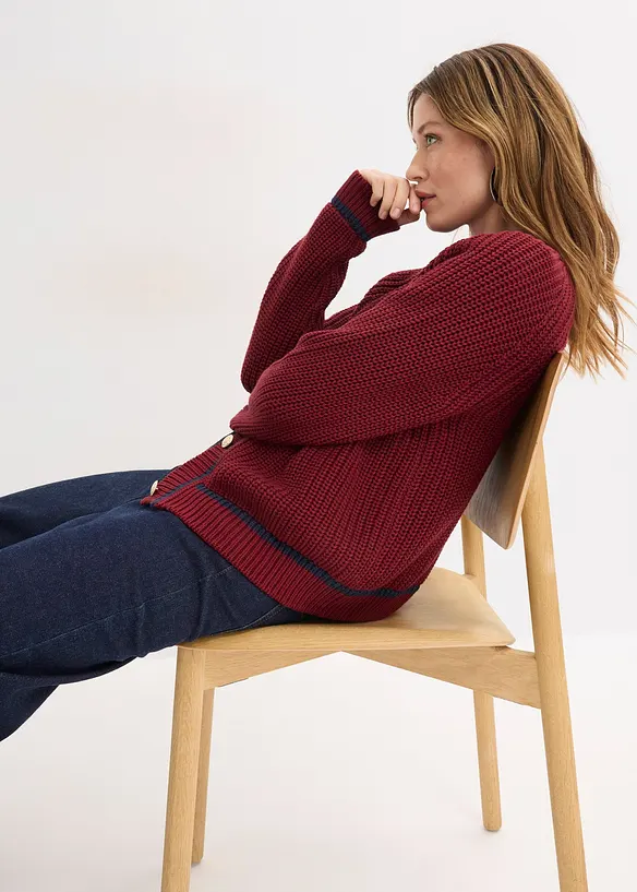 Cardigan med kontrastf&auml;rgade r&auml;nder, bonprix