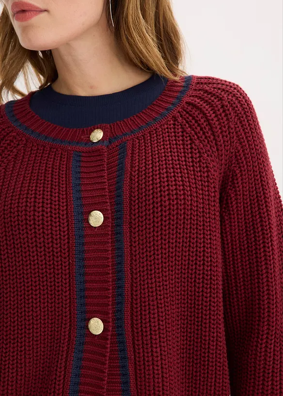 Cardigan med kontrastf&auml;rgade r&auml;nder, bonprix