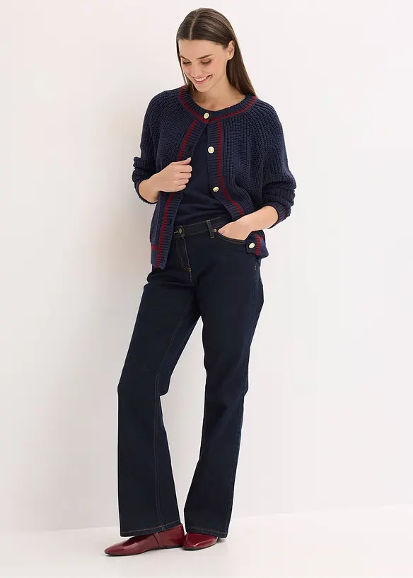 Cardigan med kontrastf&auml;rgade r&auml;nder, bonprix