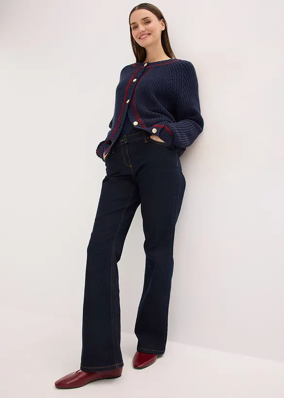 Cardigan med kontrastf&auml;rgade r&auml;nder, bonprix