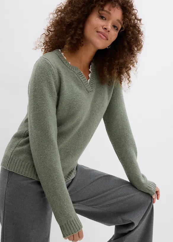 Tr&ouml;ja med spetsinf&auml;llning, bonprix