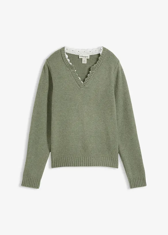 Tr&ouml;ja med spetsinf&auml;llning, bonprix