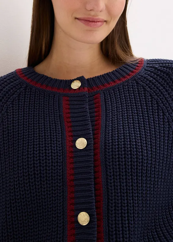 Cardigan med kontrastf&auml;rgade r&auml;nder, bonprix