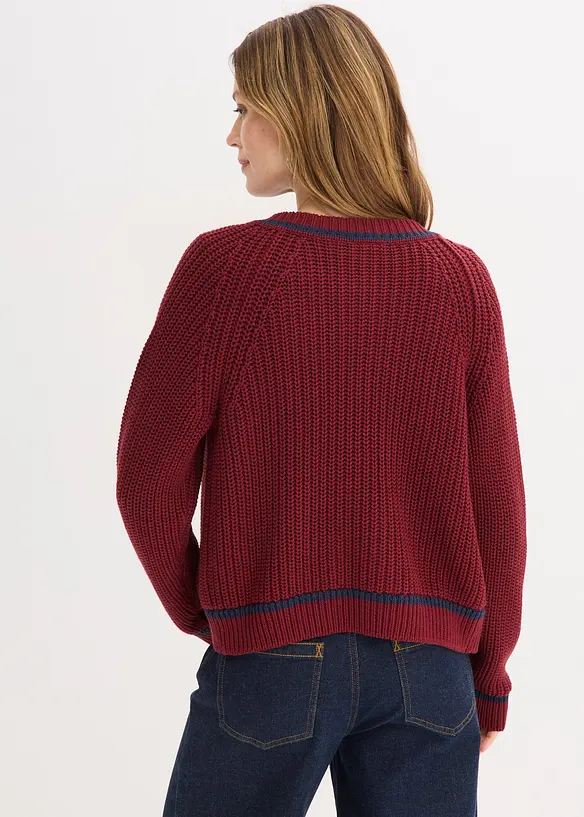 Cardigan med kontrastf&auml;rgade r&auml;nder, bonprix