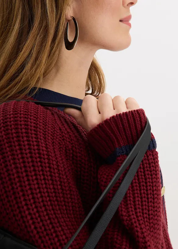 Cardigan med kontrastf&auml;rgade r&auml;nder, bonprix