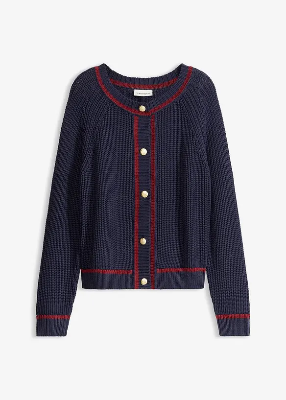 Cardigan med kontrastf&auml;rgade r&auml;nder, bonprix