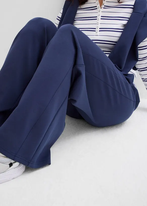 Palazzobyxa av mjuk, kraftig trik&aring;, bonprix