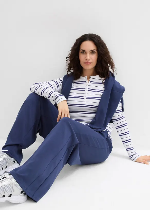 Palazzobyxa av mjuk, kraftig trik&aring;, bonprix