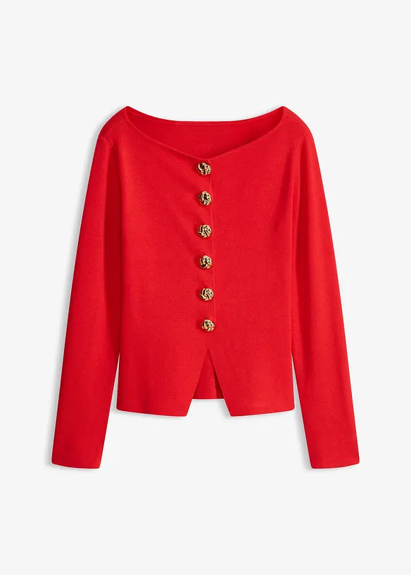 Cardigan med peplum och dekorativa knappar, bonprix