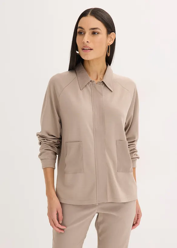 Punto di Roma-jacka med satinbes&auml;ttning, bonprix