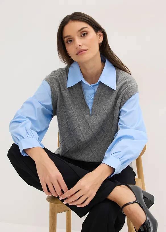 Tr&ouml;ja med blusinf&auml;llning, bonprix