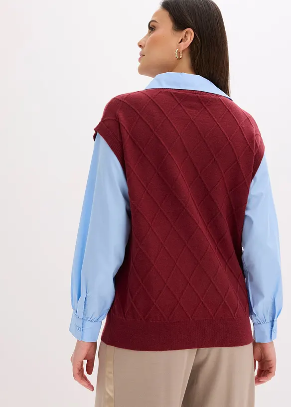 Slipover med blusinf&auml;llning i bomullsmix, bonprix